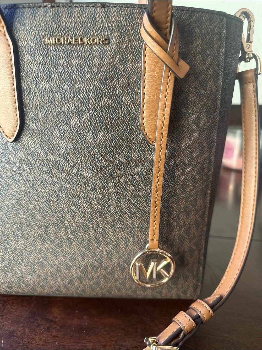 Michael Kors Brown Signature Tote with Tan Leather Trim - Picture 9 of 15